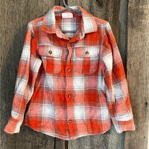 Crazy 8 Plaid Kids Flannel Shirt - Orange and White